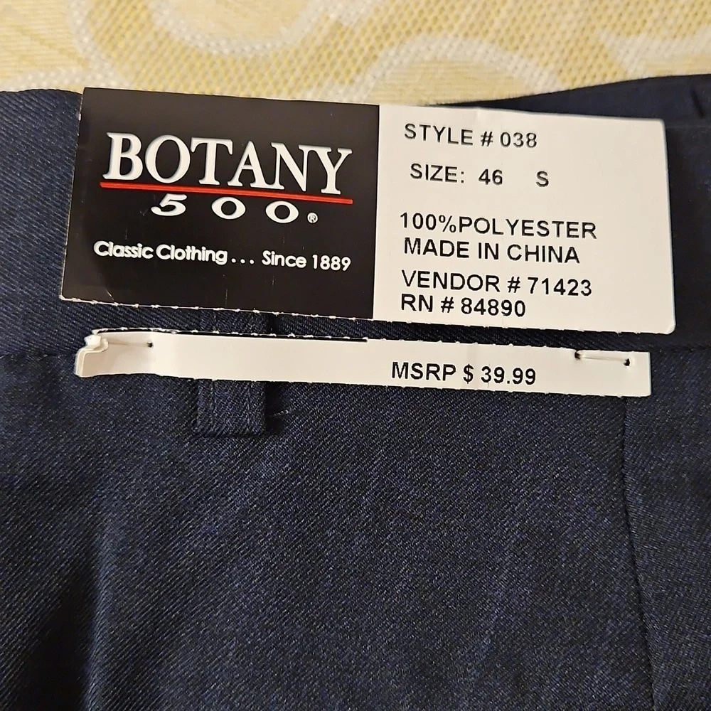 Botany 500 NWT Dress Pants 46x28 navy blue mens slacks